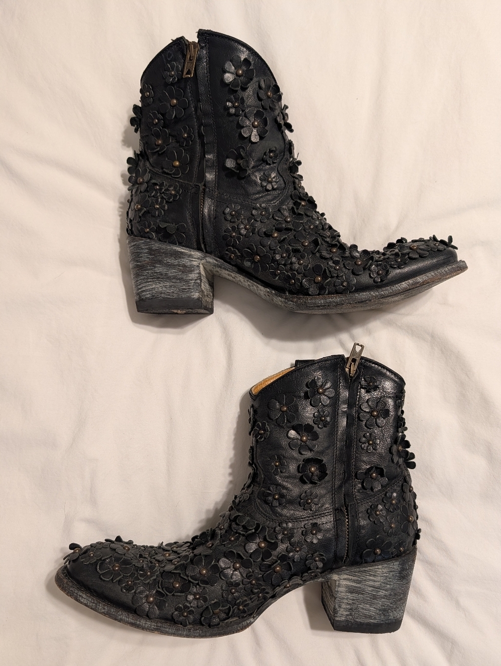 Old Gringo Vesuvio Floral Black Goat & Calf Leather Hippie Chic Cowgirl Boots - Picture 2 of 16